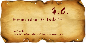 Hofmeister Olivér névjegykártya